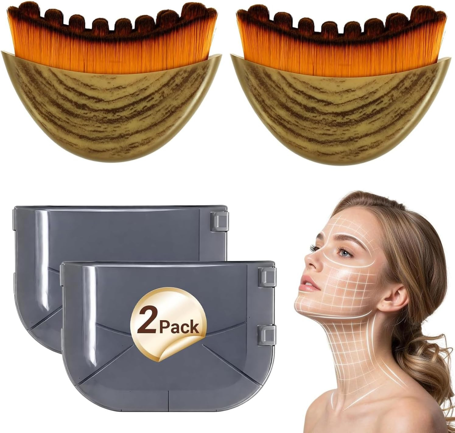 Lymphatic Contour Face Brush 2-Pack Gua Sha Massage Tool Drainage | Lymphatic…