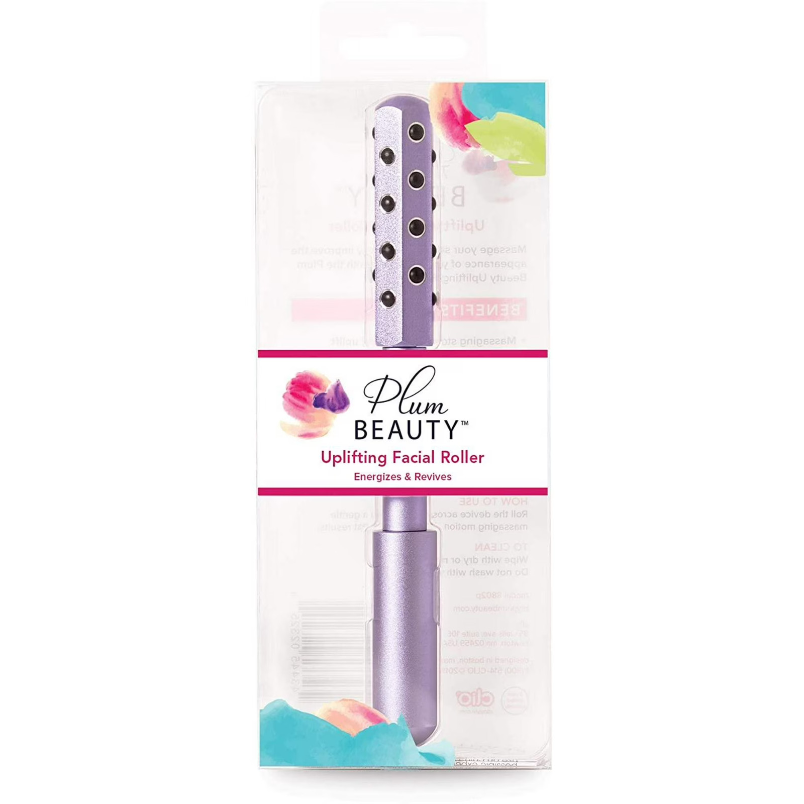 New Plum Beauty Uplifting Face Massage Roller Metal Rolling Manual Purple