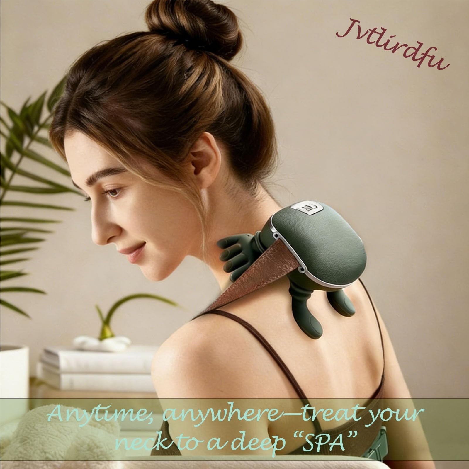 4D Neck Massager with Heat Wireless Shoulder Back Massage Pain Relief Green