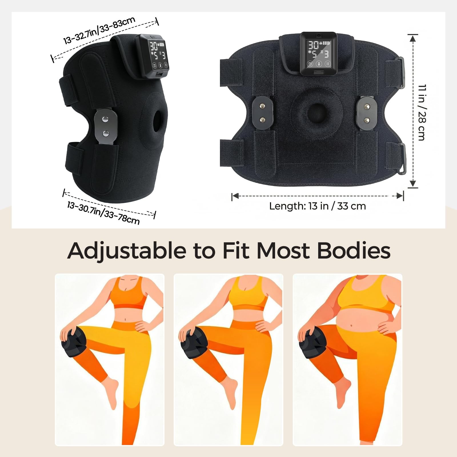 Heated Knee Brace, 5000mAh Removable Knee Heating Pad with 6 Heat&6 Vibration…