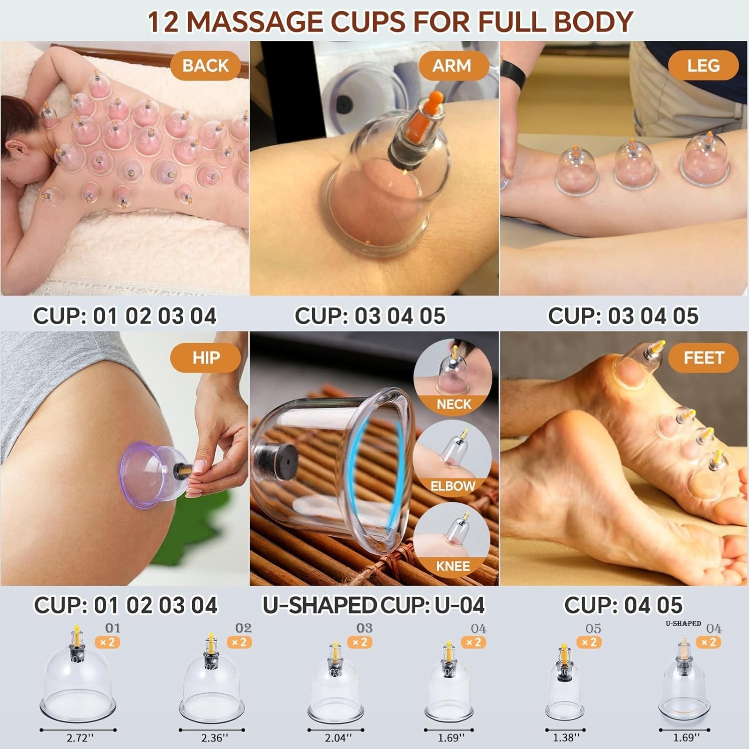 Cupping Kit for Massage Therapy Set with Pump 12 Massage Cups for Cellulite R…