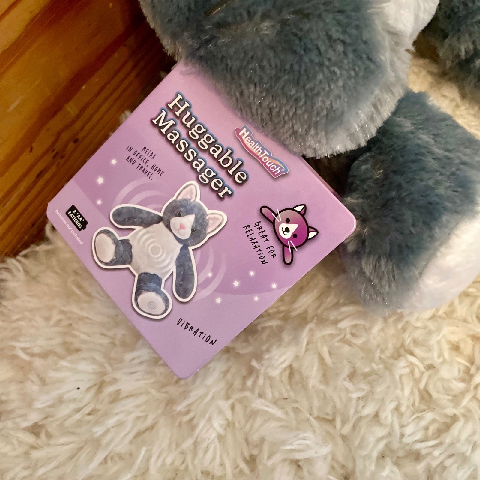 HealthTouch Huggable Massager Plush Cat Vibration Comfort Relax Toy
