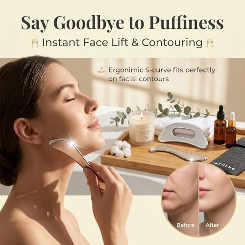 Stainless Steel Gua Sha Muscle Scraping Tool, Ergonomic Body Massage Scraper wit