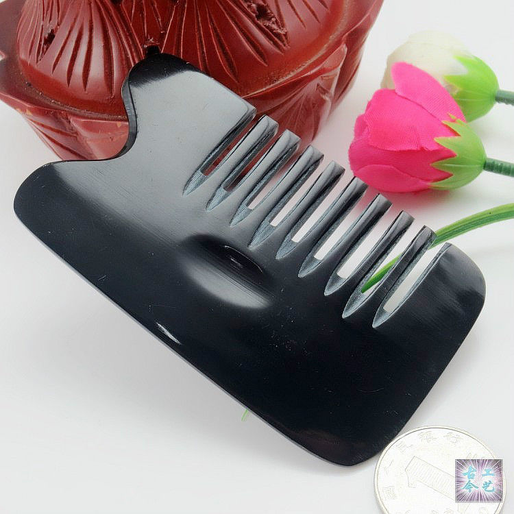 Natural Black Buffalo Horn Comb Guasha Head Massage Tool Gua Sha Healthy Cure