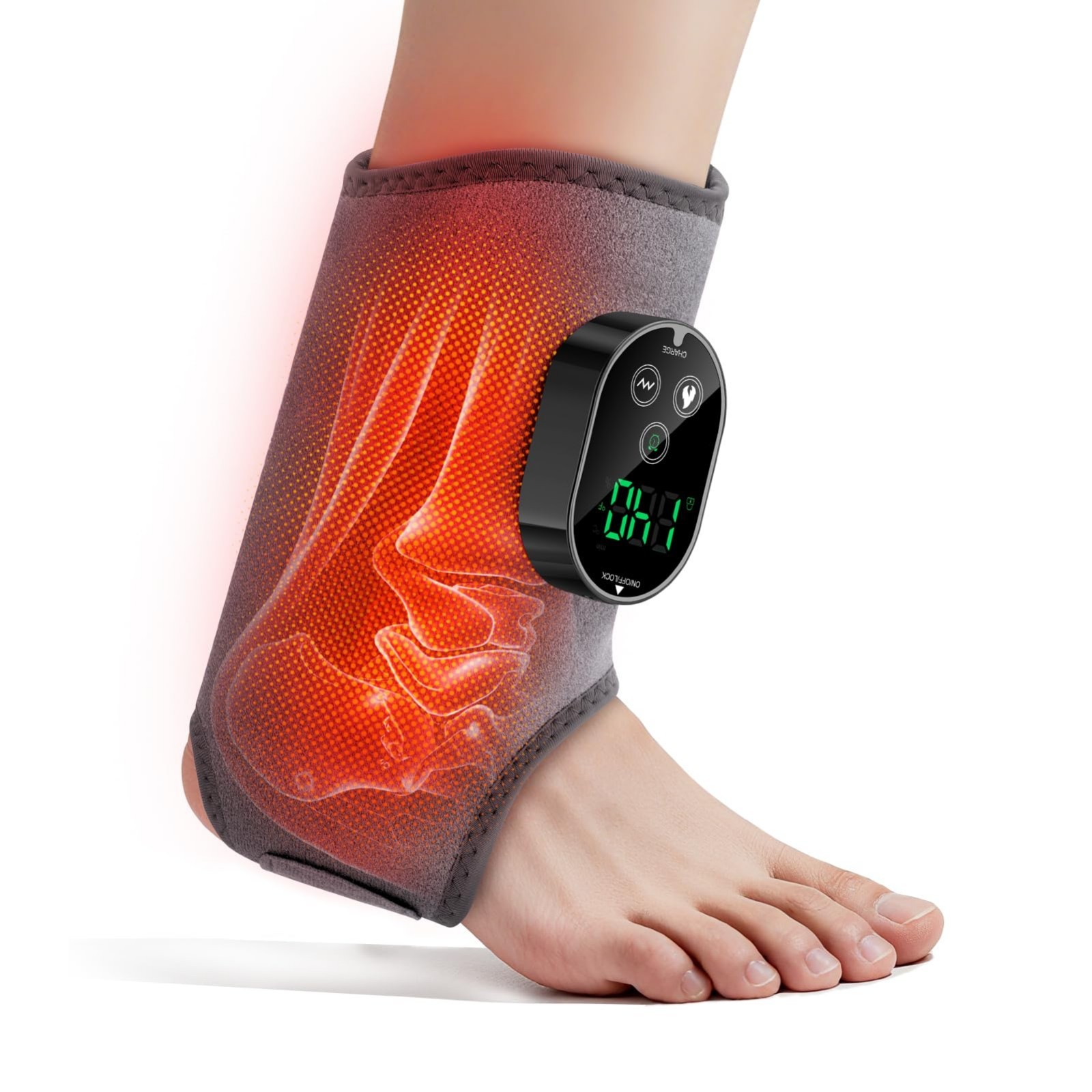 Heated Foot Massager for Neuropathy, Pain Relief Ankle Wrap & Massage Pad