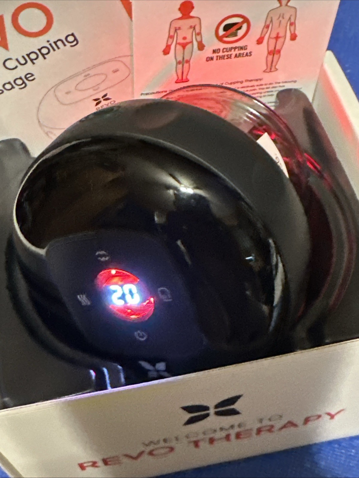 REVO Smart Cup Cupping Massager Black Wireless Rechargeable Therapy Compact