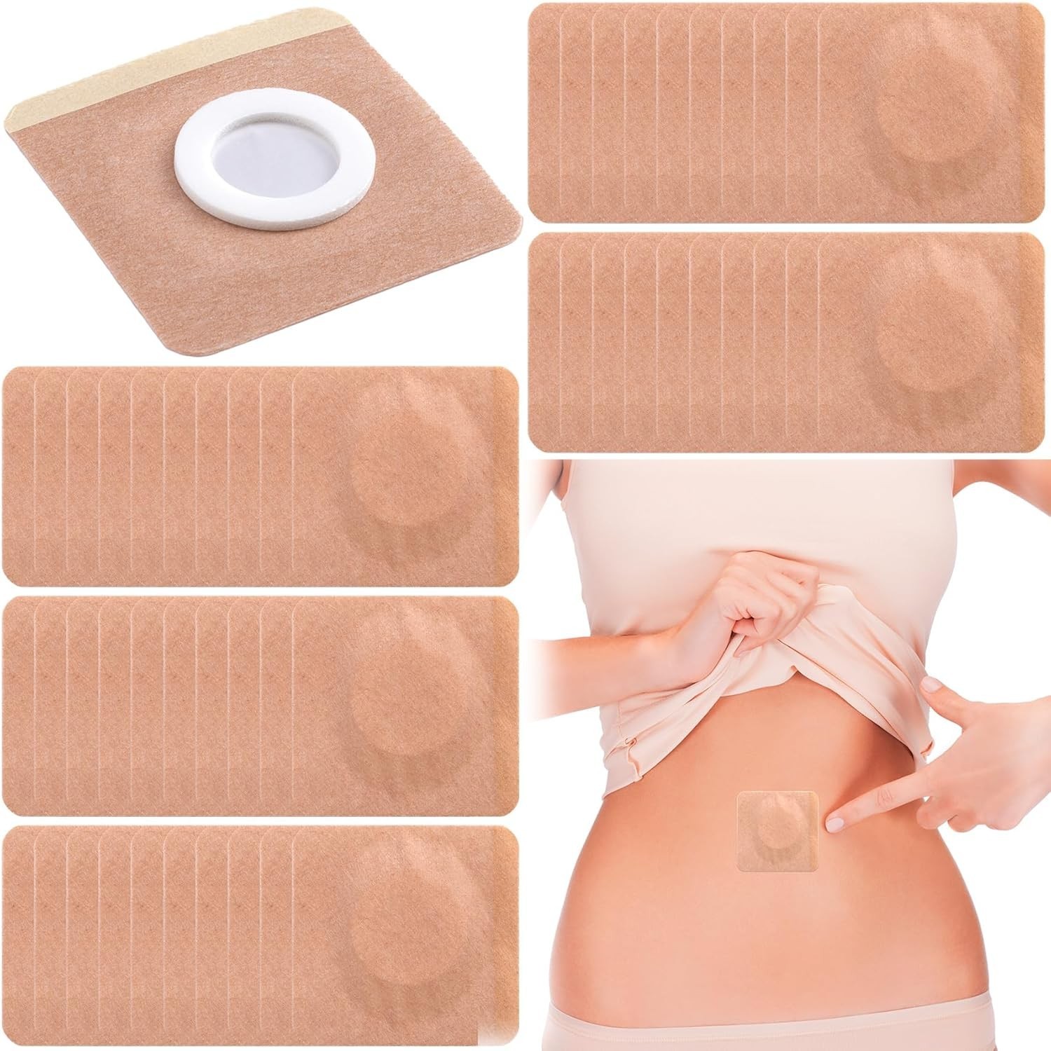 50 Pcs Disposable Castor Oil Pack Wrap, Highly Absorbent Belly Button Patches, S