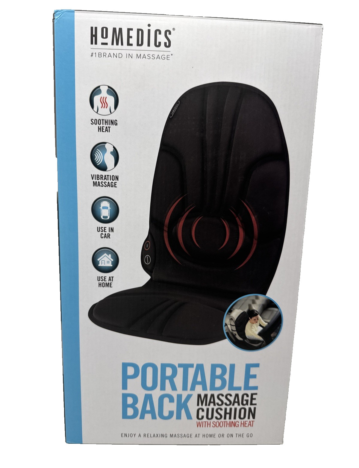 Homedics Portable BACK MASSAGE CUSHION w/Heat For Home or Auto Model VC-110