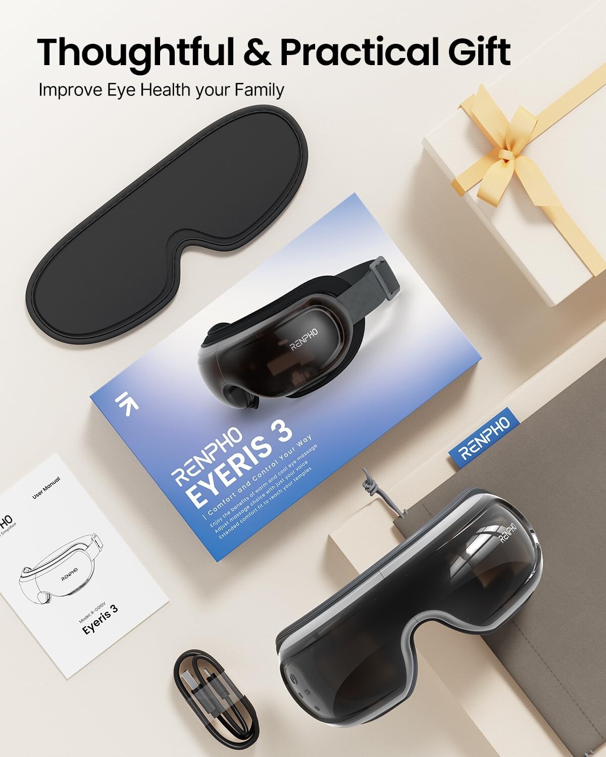 RENPHO Eyeris 3 Eye Massager – Voice Control – Improve Sleeping Quality -Heated