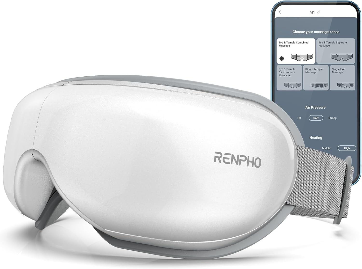 RENPHO Eyeris1 Eye Massager Migraine Massager with Heat & Remote Bluetooth Gift