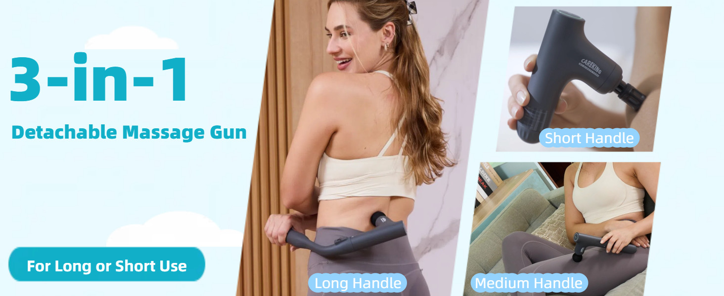3-in-1 Portable Deep Tissue Massage Gun with Ergonomic Handle for Pain Relief –