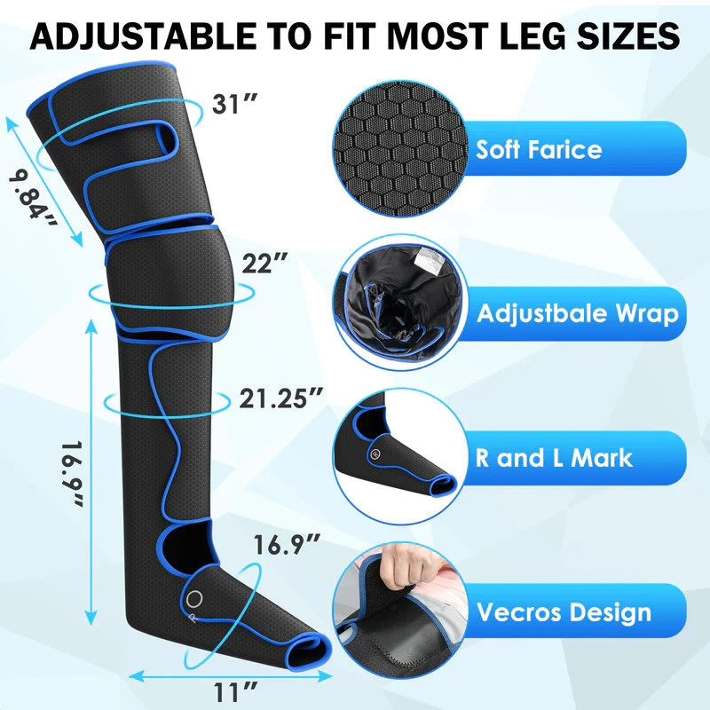 TOLOCO Leg Massager w/ Air Compression for Circulation, Relaxation, Pain Relief