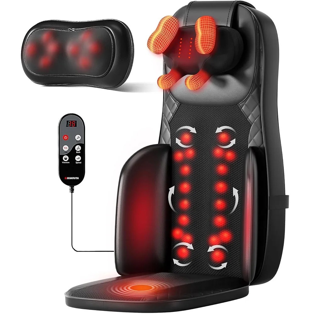 Full Body Massage Chair Pad Shiatsu Heat Compression Neck Back Shoulder Cushion