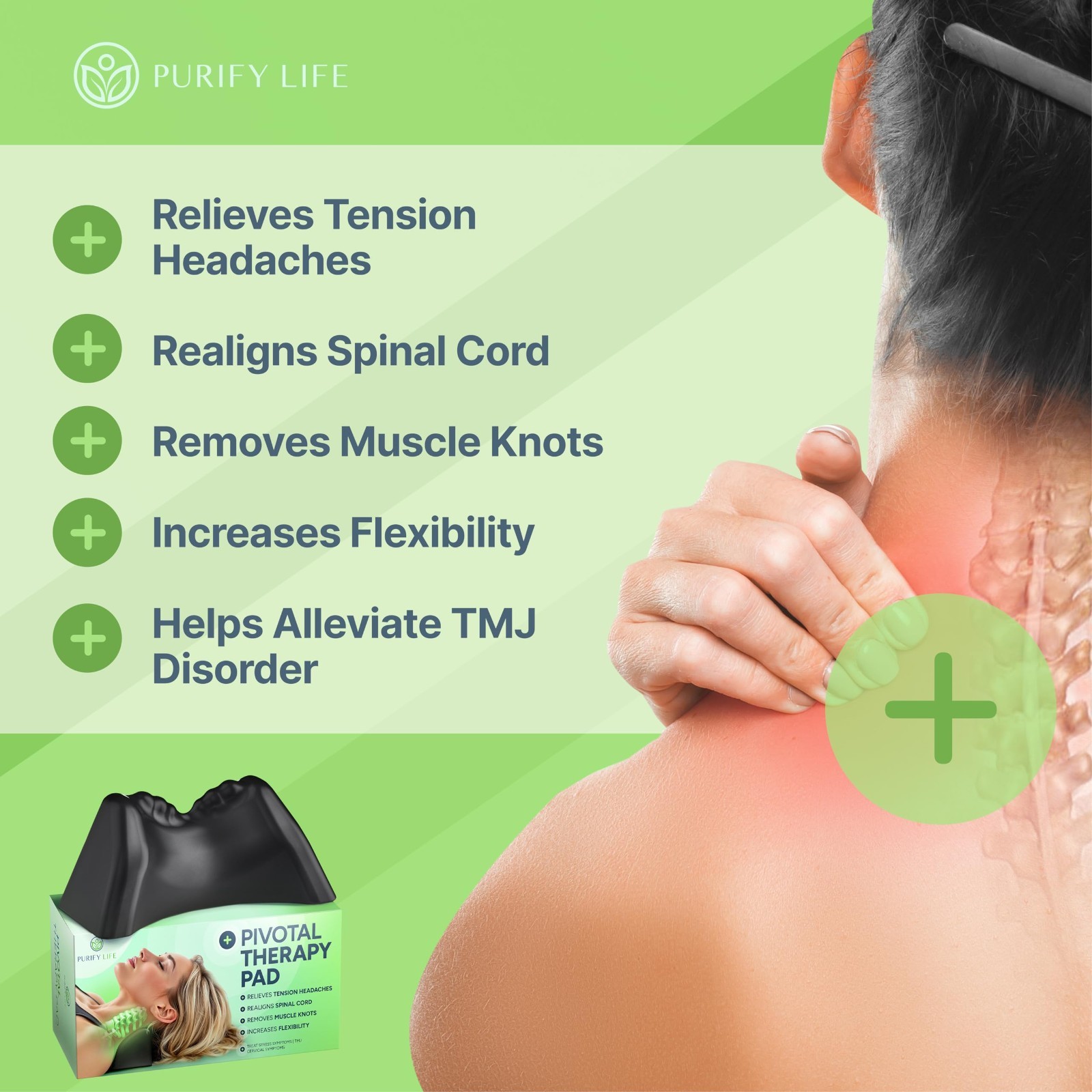 Cervical Traction Pillow & Occipital Release Tool for Neck, Shoulder Pain Relief