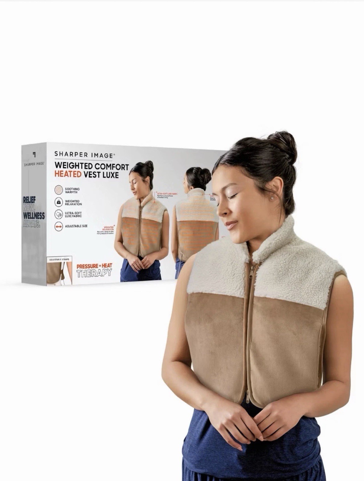 Sharper Image Pain Relief Weighted Comfort Heated Vest Luxe
