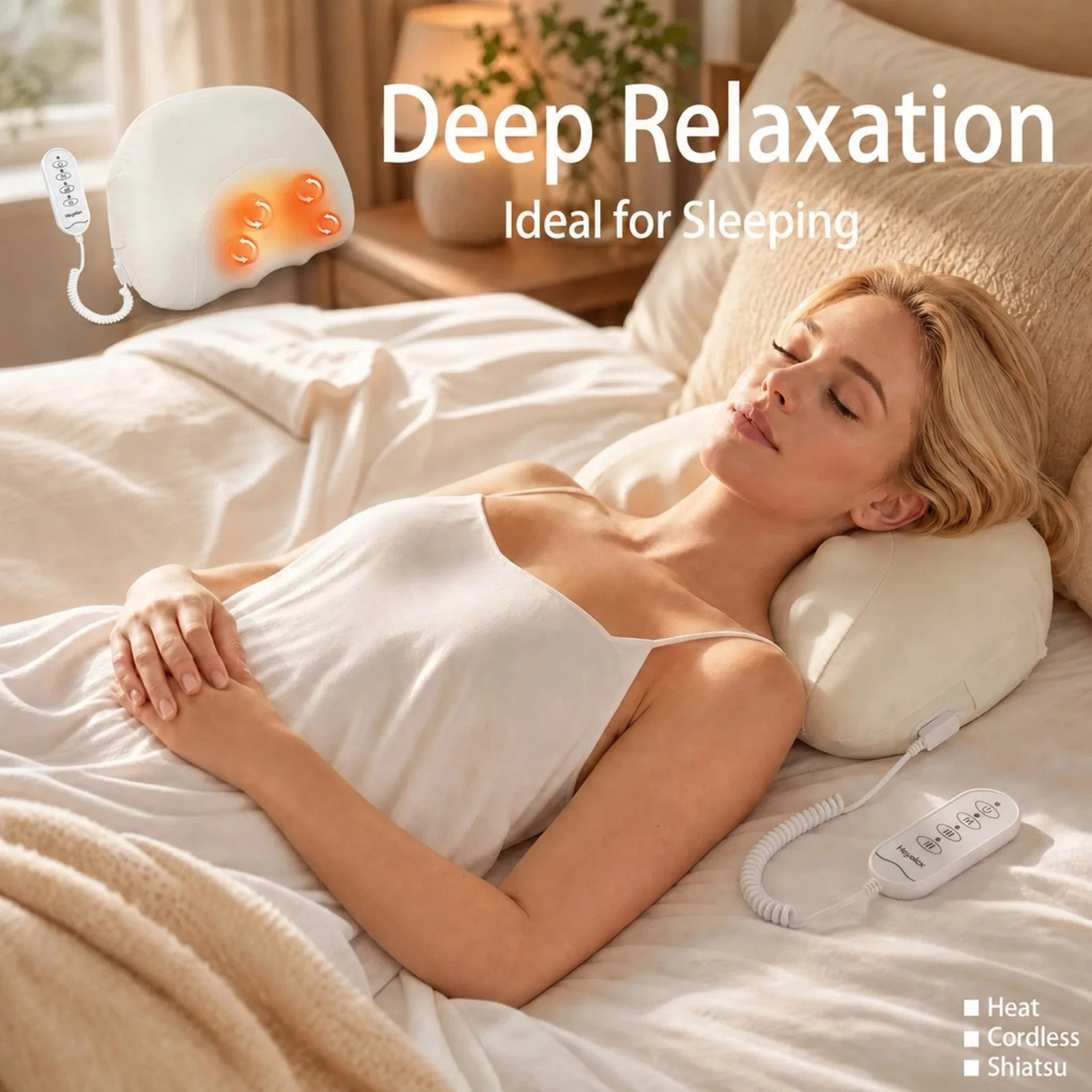 Shiatsu Neck and Shoulder Massager Pillow for Deep Relaxation，Ideal for Sleeping