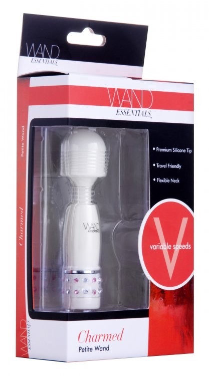 White Mini Wand Massager Powerful Personal Vibrator Multi Speed Compact Travel S