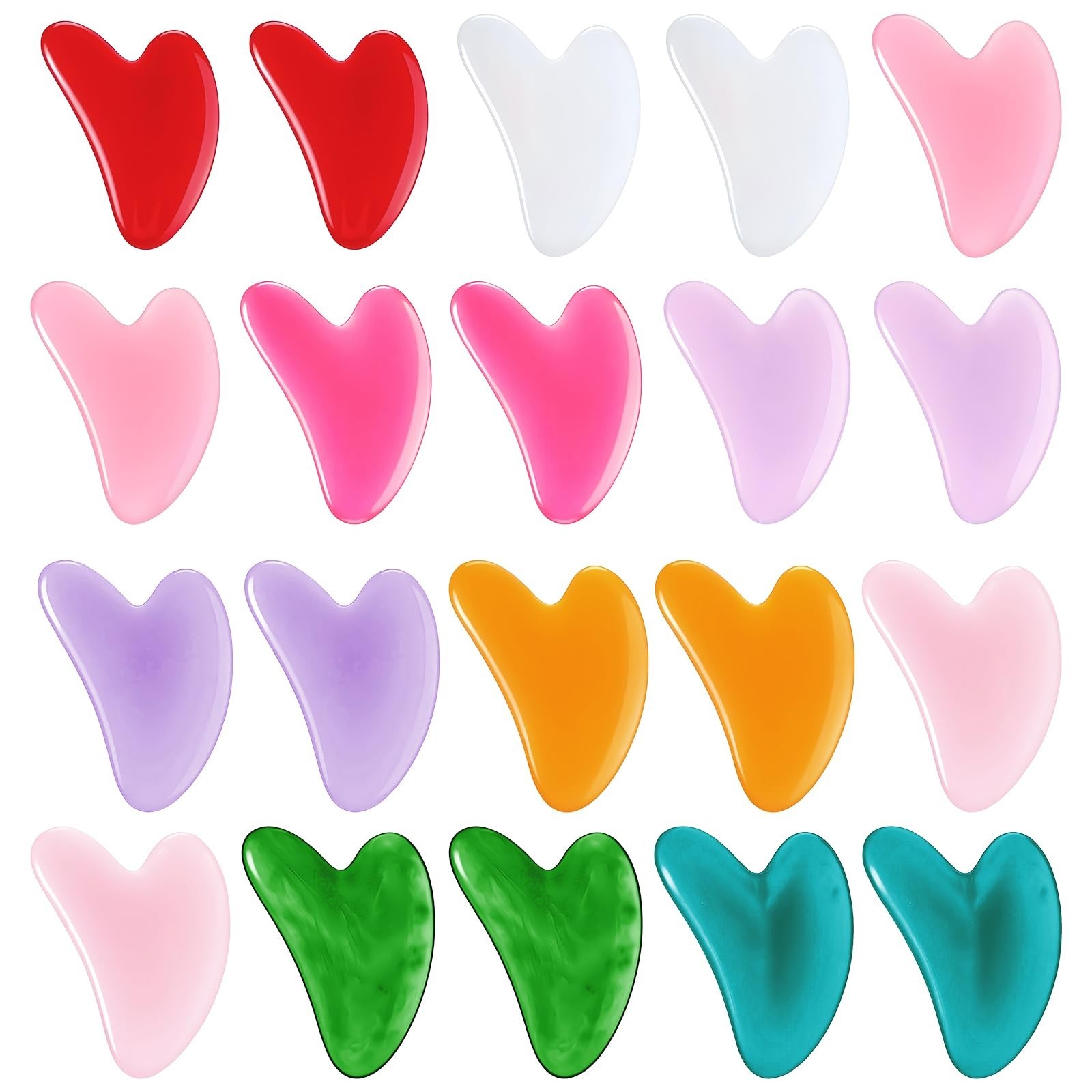 20 Pcs Heart Shaped Gua Sha Massage Tools – Resin Facial & Body Stones for Spa,