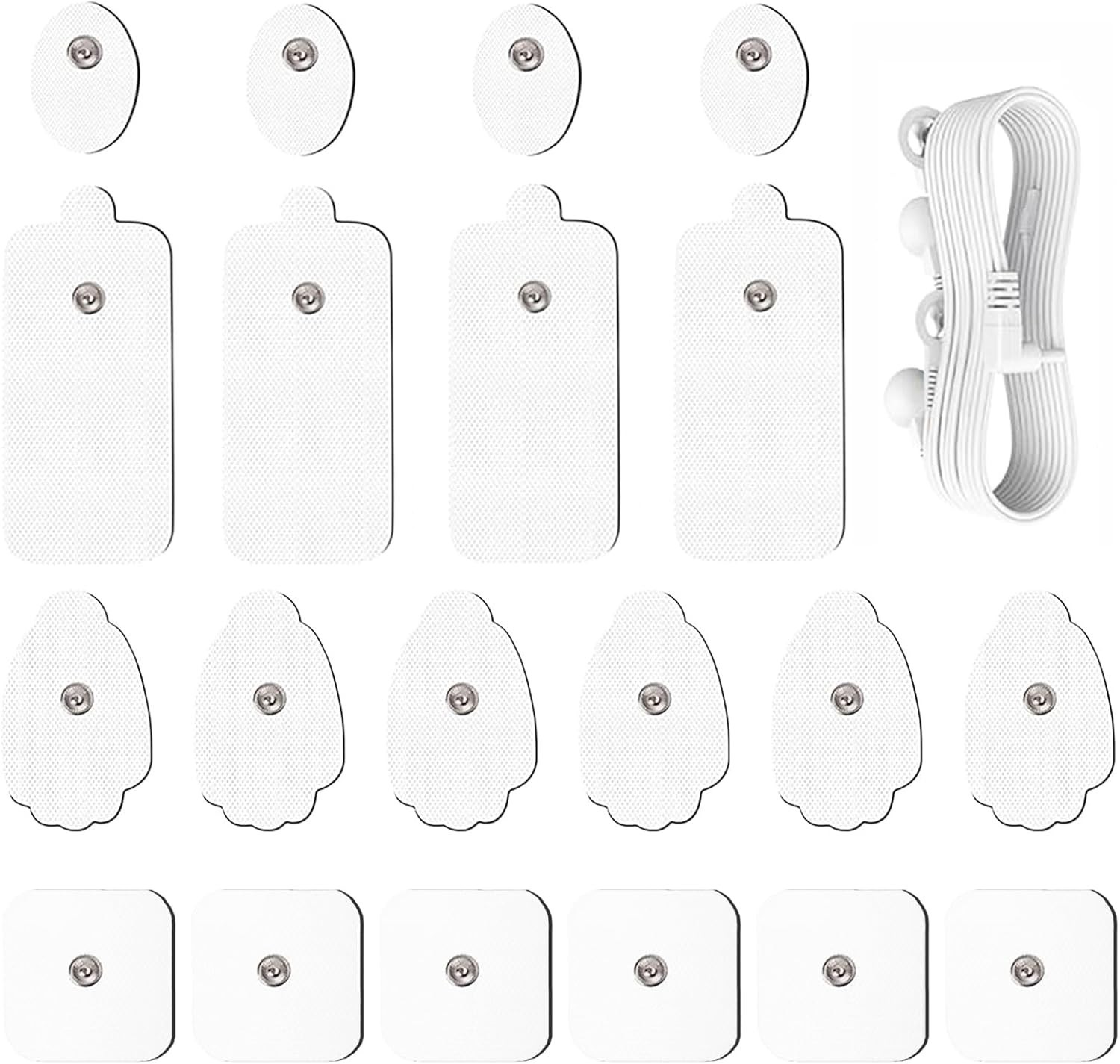 TENS Unit Pads 20PC Reusable Hydrogel Universal EMS Pain Relief Electrodes Wire