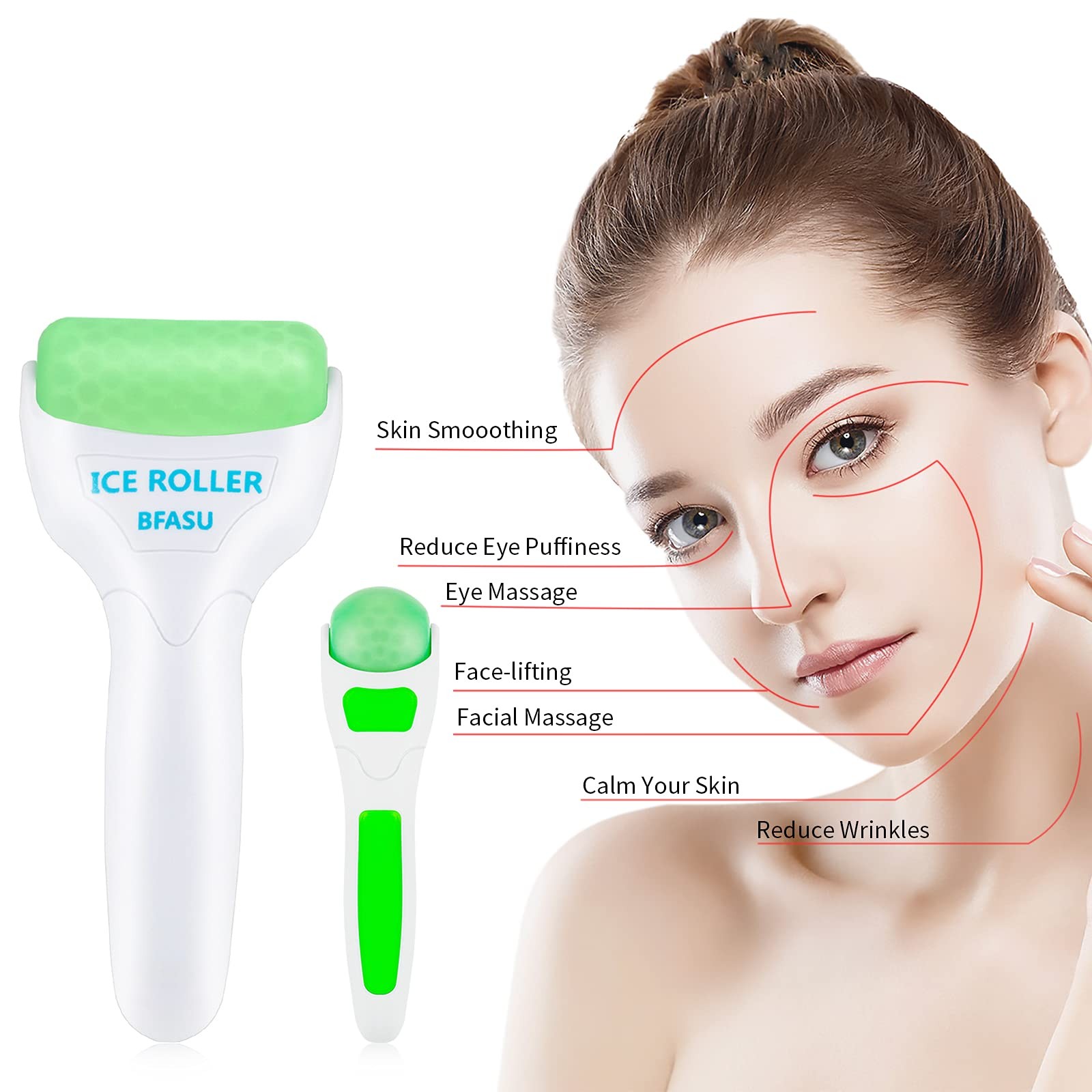 Ice Roller, Face Roller 2 PCS, Massage Tools with Mini Roller for Eye, Face a…