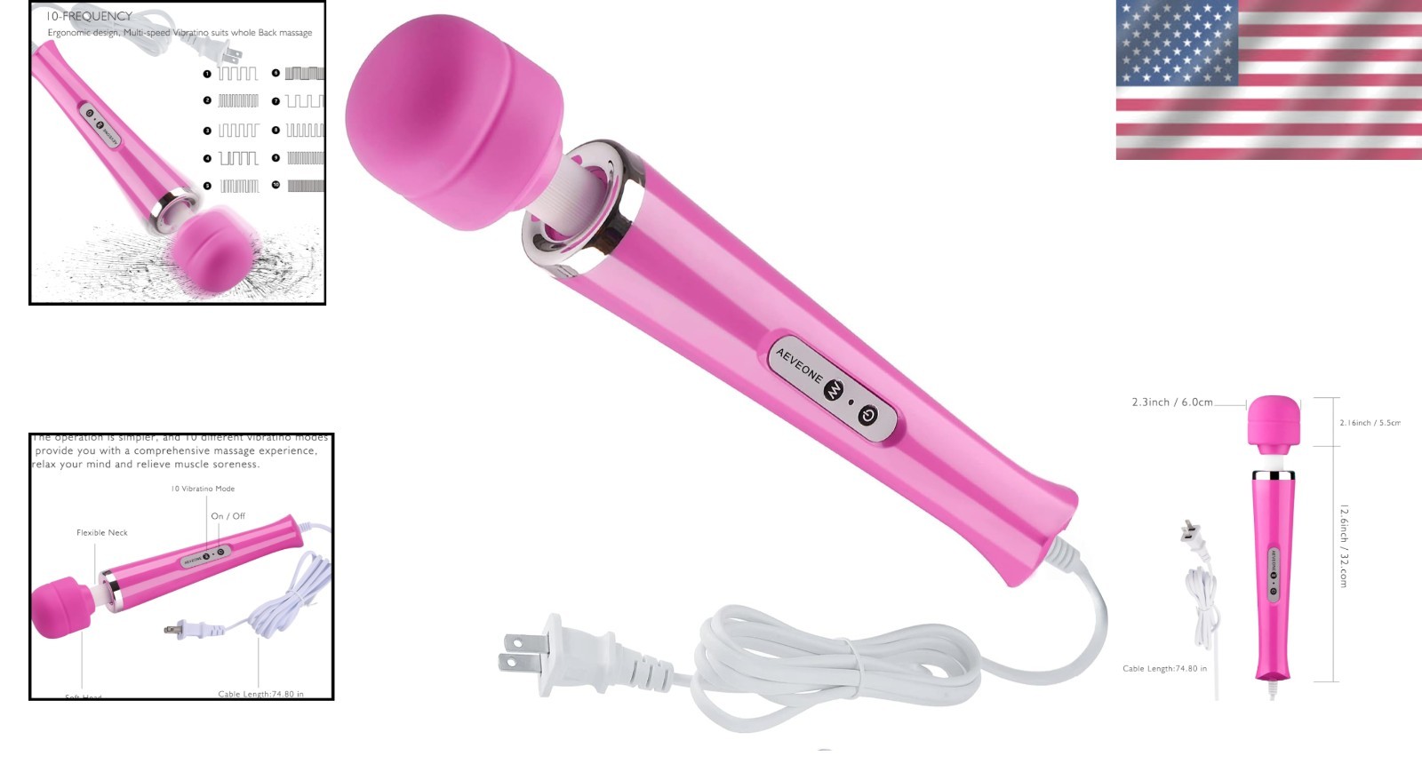 Rose Red Electric Massager – Strong Back and Neck Relief with Speed Control