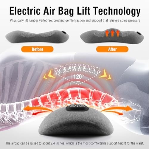 3-in-1 Electric Lumbar Support Pillow with Heat & Massage, Ergonomic Memory Foam