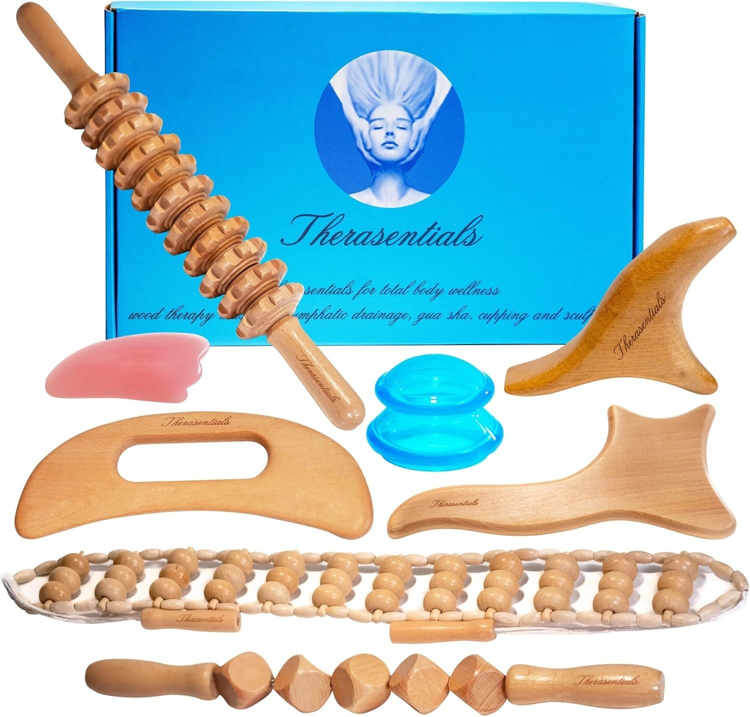 Wood Therapy Massage Tools 12-in-1 Multi-use, Lymphatic Drainage Massager, Mader