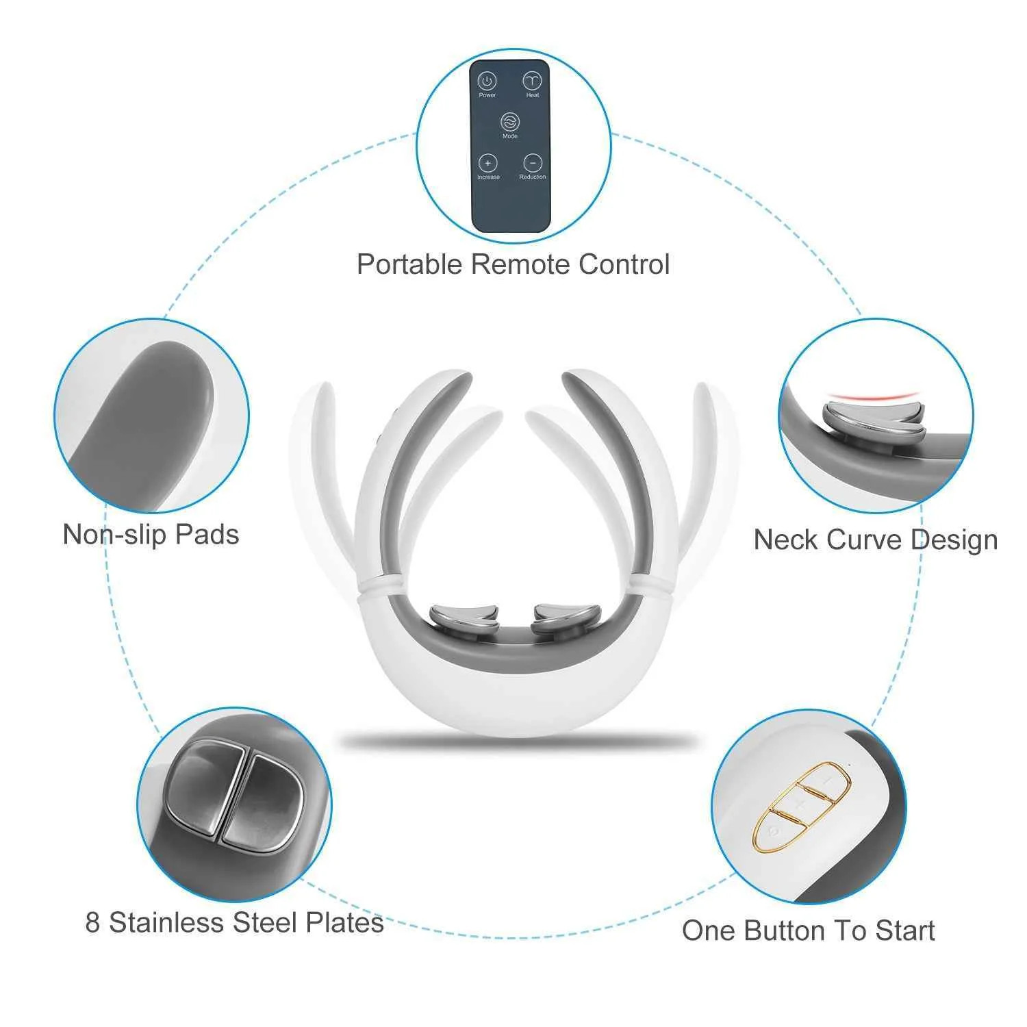 Cordless EMS Heating Cervical Neck Massager – Thermal Postural Relaxation Collar