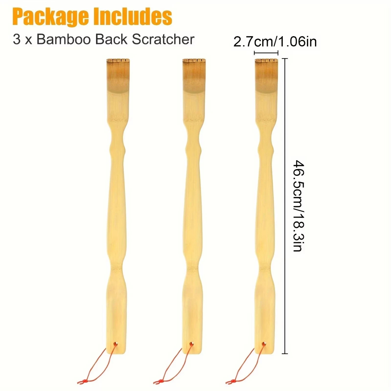 3 Pack Natural Bamboo Back Scratcher Long Reach Pick Itch Relief Tool Portable