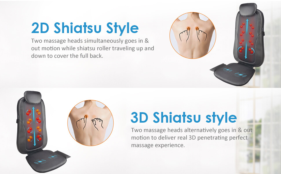 Snailax Shiatsu Massage Cushion Heat Chair pad Kneading for Home Office- SL256