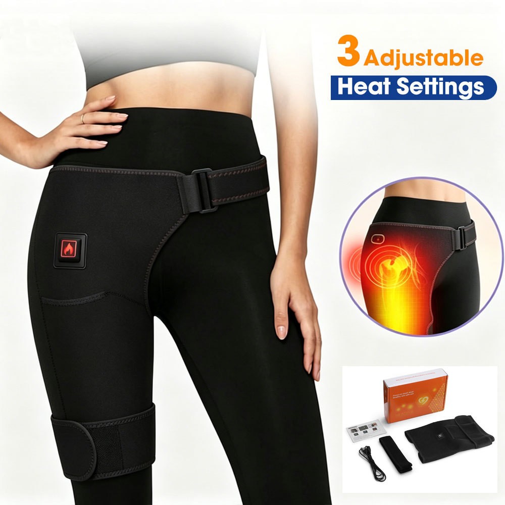 Heated Hip Brace Red Light Therapy Relieve Sciatic Nerve & Thigh Pain, Hip Wrap