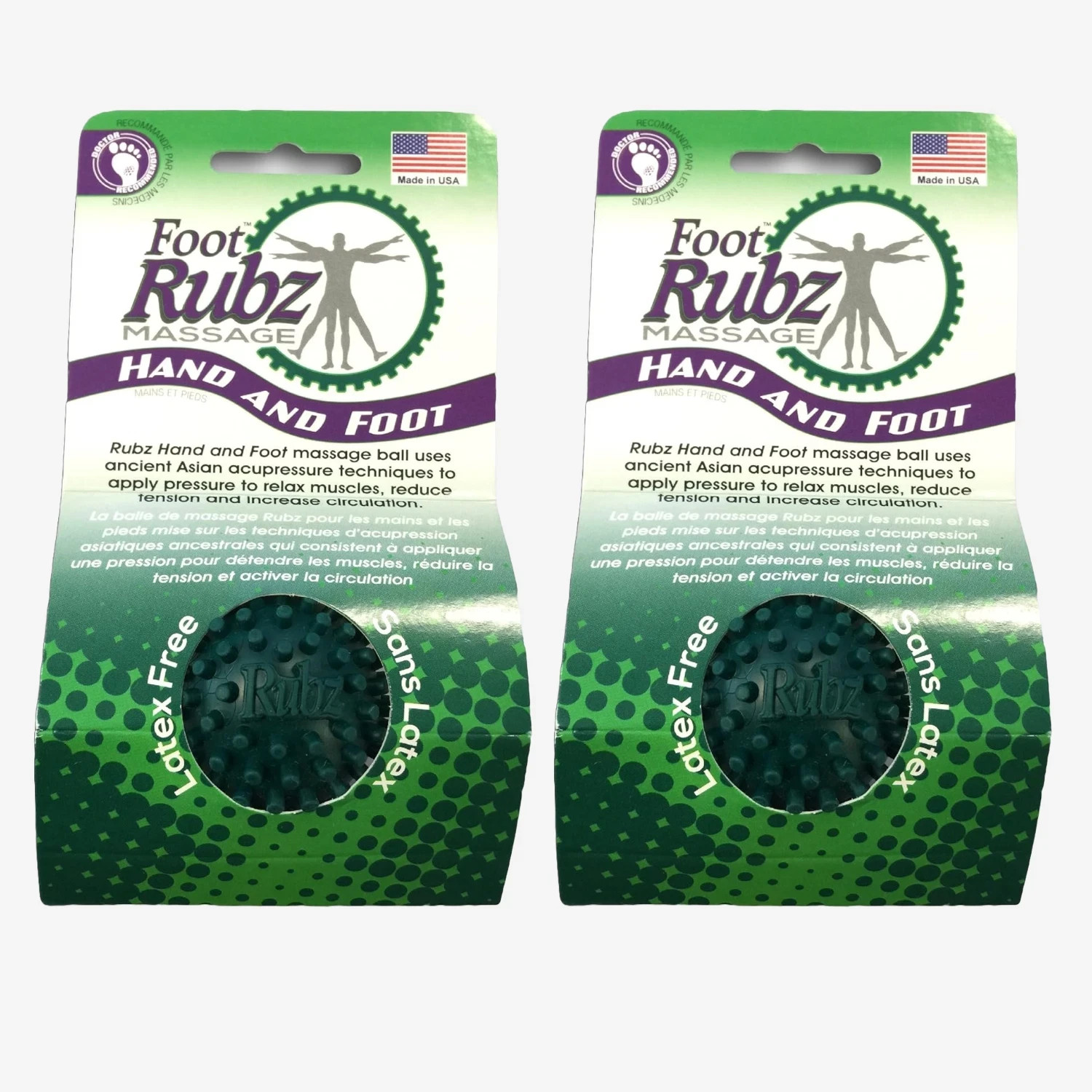(2 Pack) Foot Rubz Massage Ball for Feet & Hands – Nerve Relief – Made in USA!