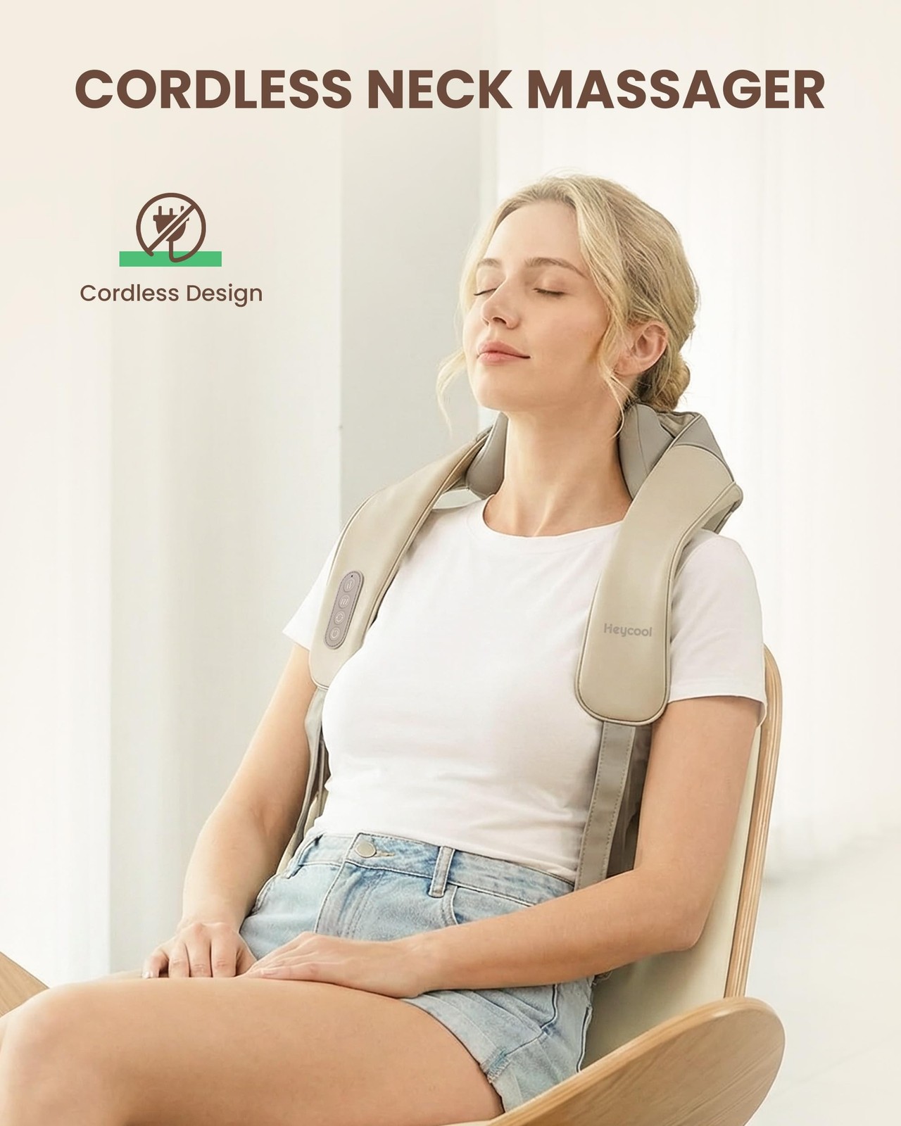 Heycool Cordless Neck Massager with Heat, FSA Eligible HSA 4D Deep Kneading N…