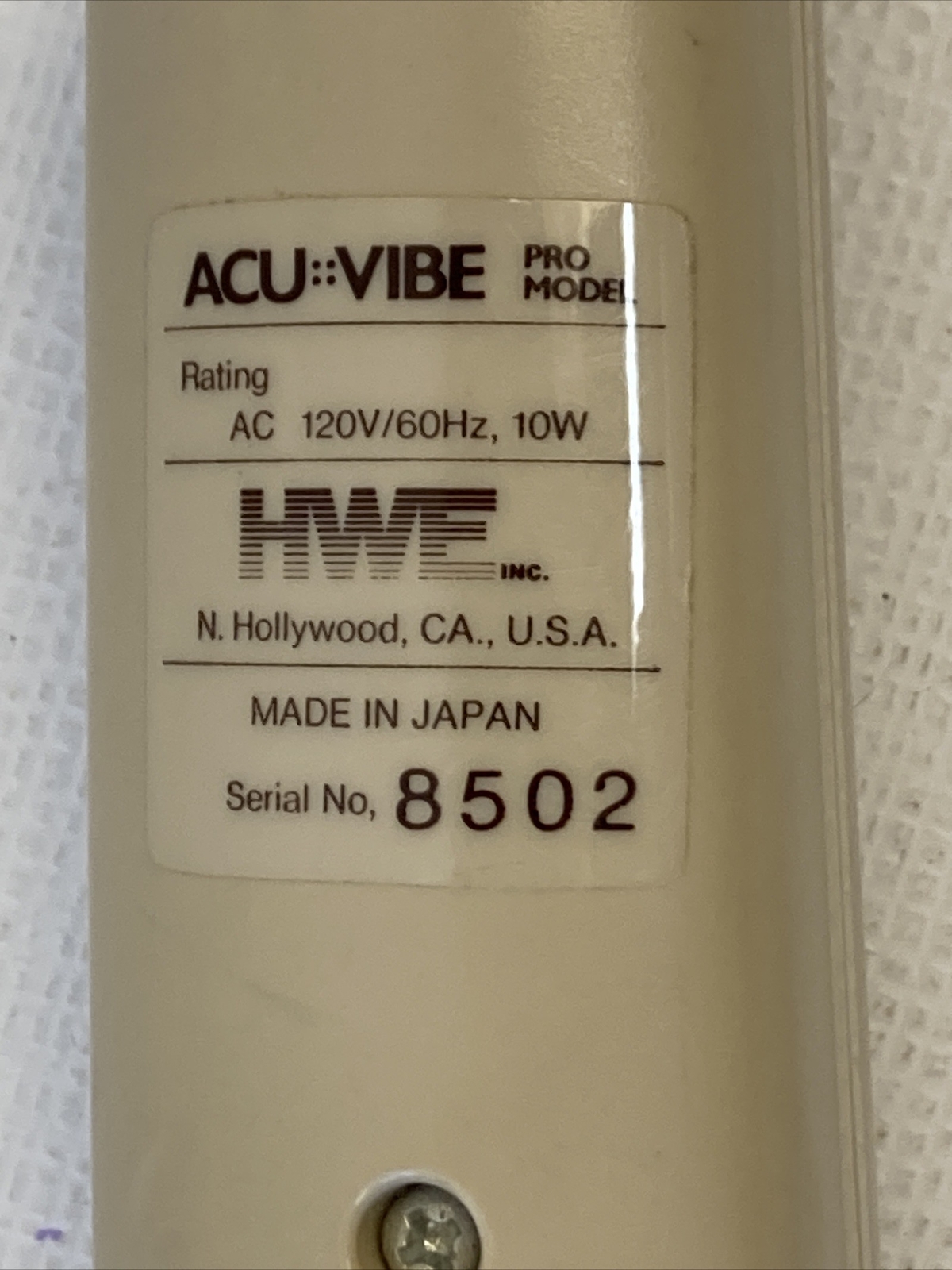 AcuVibe Pro Model Vibrating Massager Curved 2 Speed Large 23” Vintage Japan