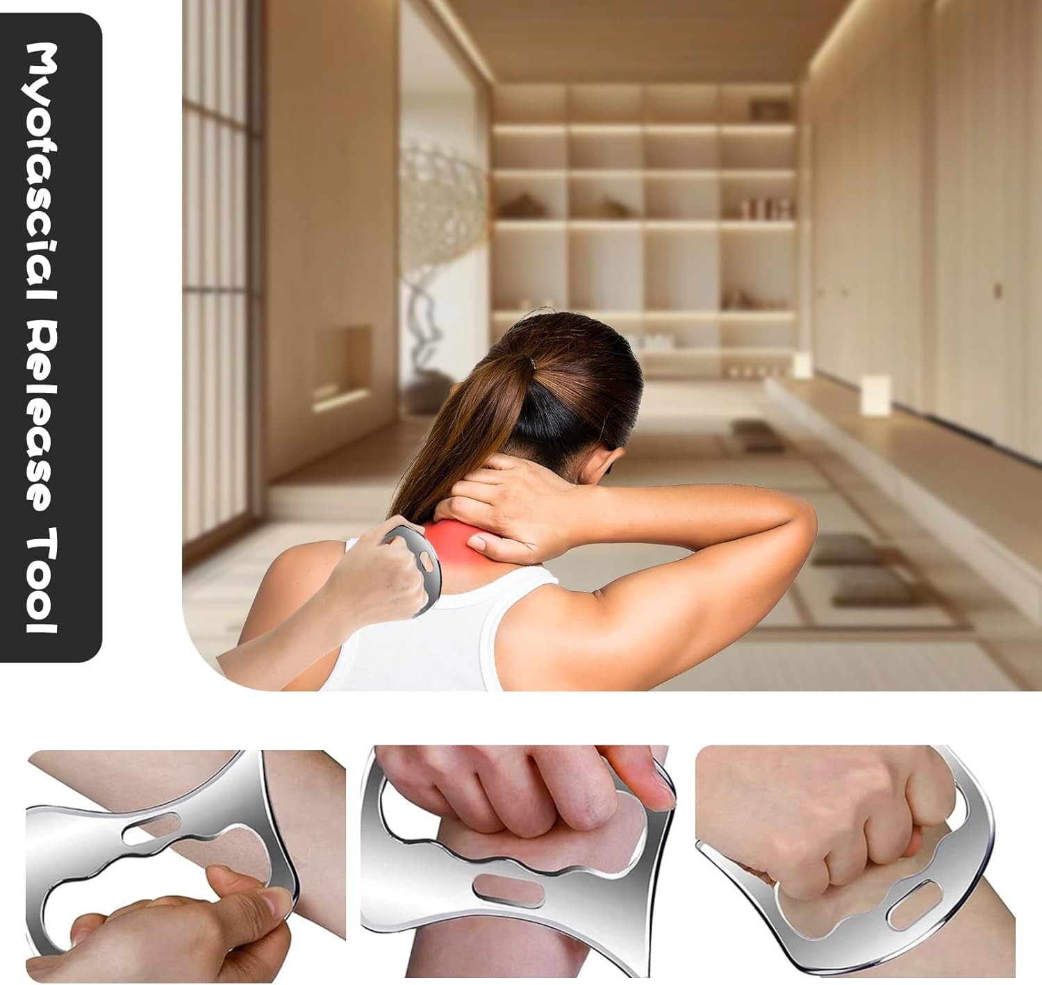 2-in-1 Stainless Steel Gua Sha Muscle Scraper Tool Set – for Myofascial Release,