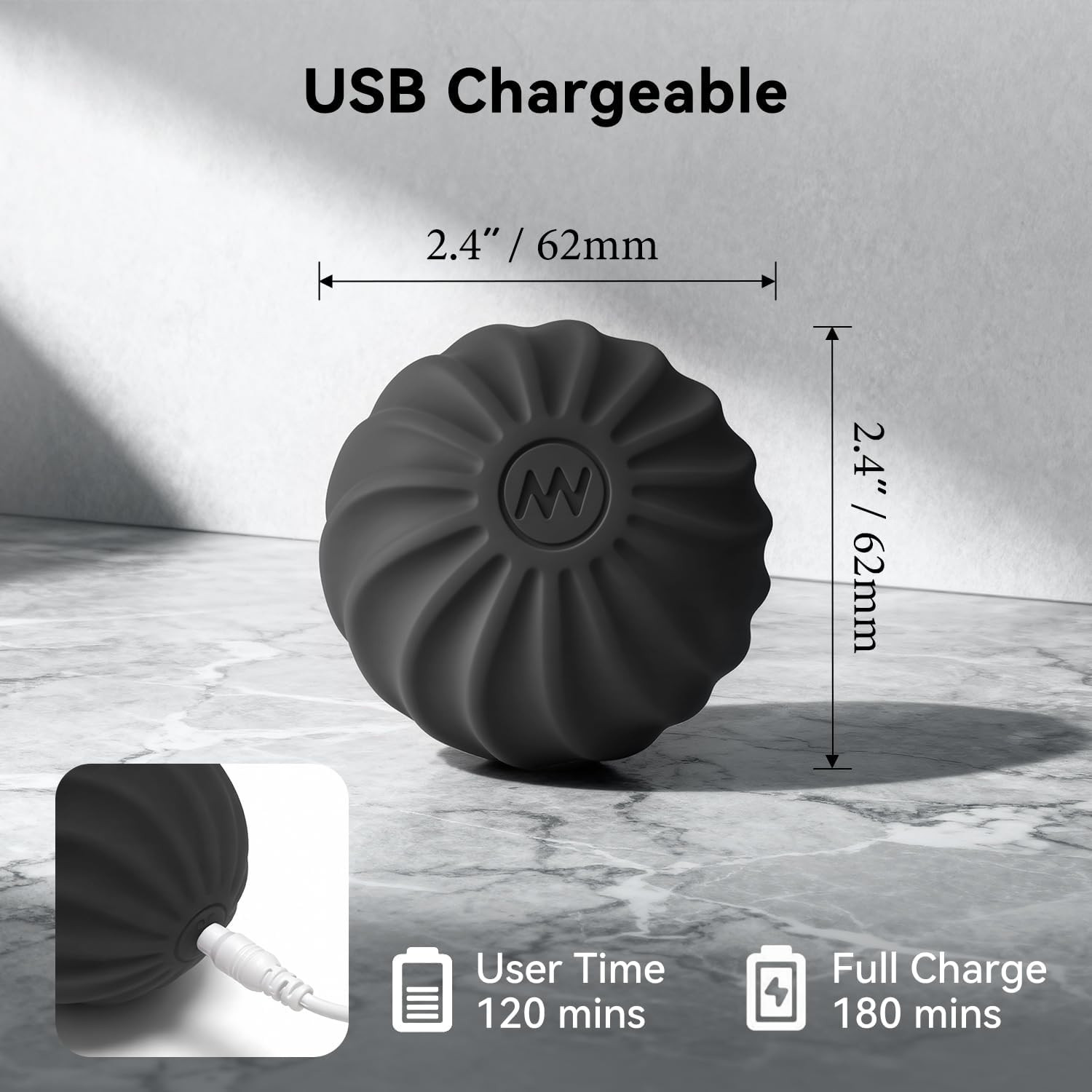2.4″ Mini Electric Vibrating Massage Ball, 10-Speed Fitness Yoga Massage Roller