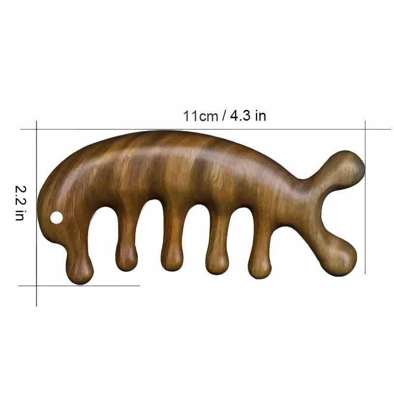 Sandalwood Massage Comb Head Meridian Scalp Comb Eye Scraping Wide Tooth Comb