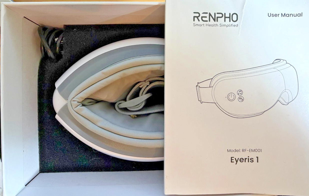 Renpho Eyeris 1 Eye Massager Open box Heated Bluetooth Music Wireless Acupress