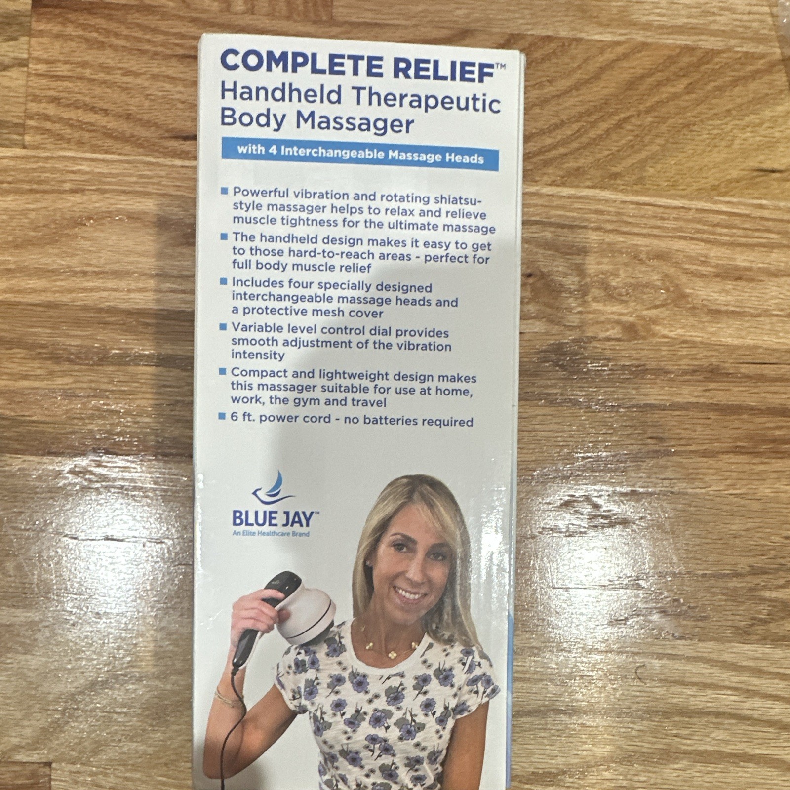 Blue Jay Complete Relief Handheld Massager, Vibrating Shiatsu, 4 Heads