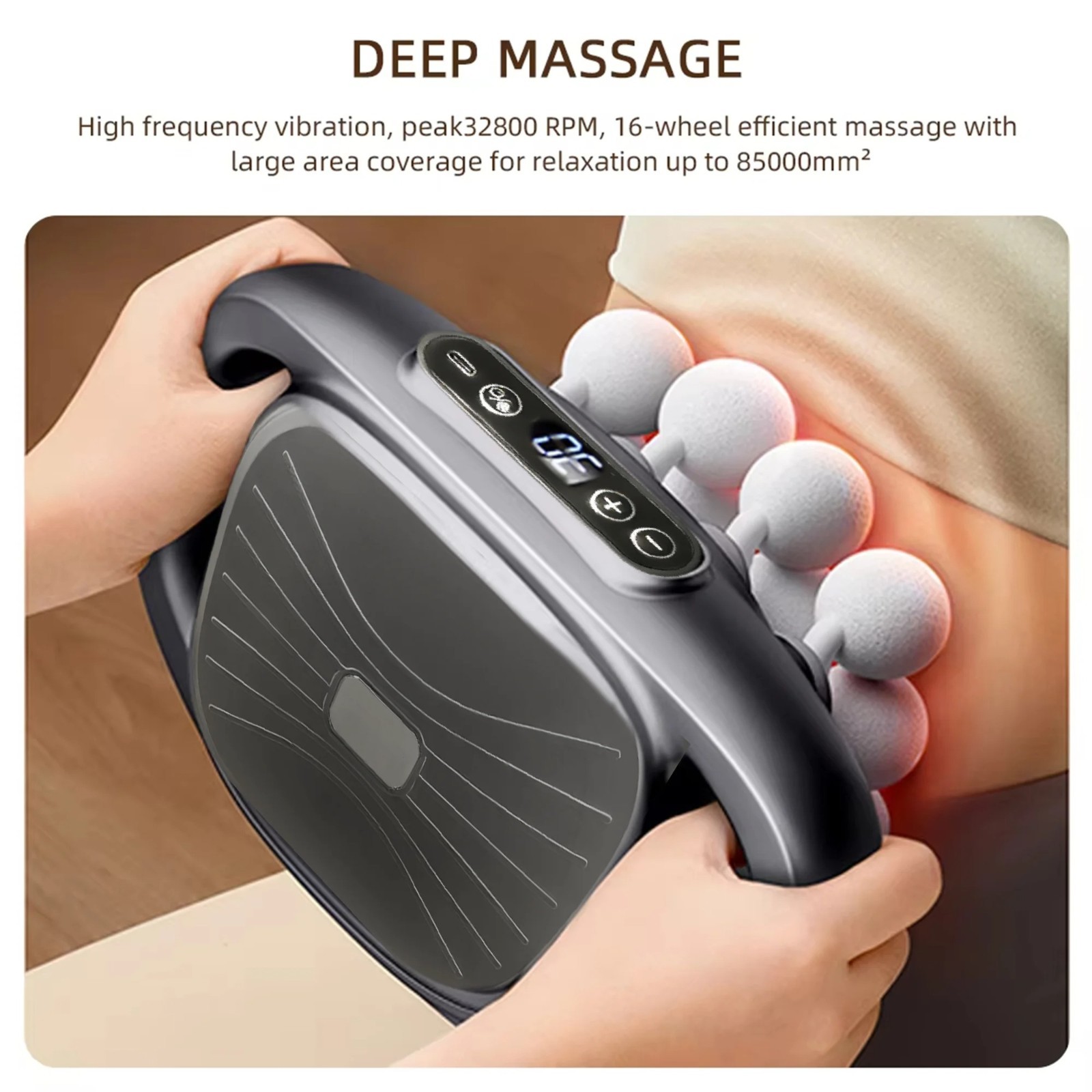 16-Head Massage Gun Deep Tissue Percussion Massager 3 Modes 30 Speeds USB-C