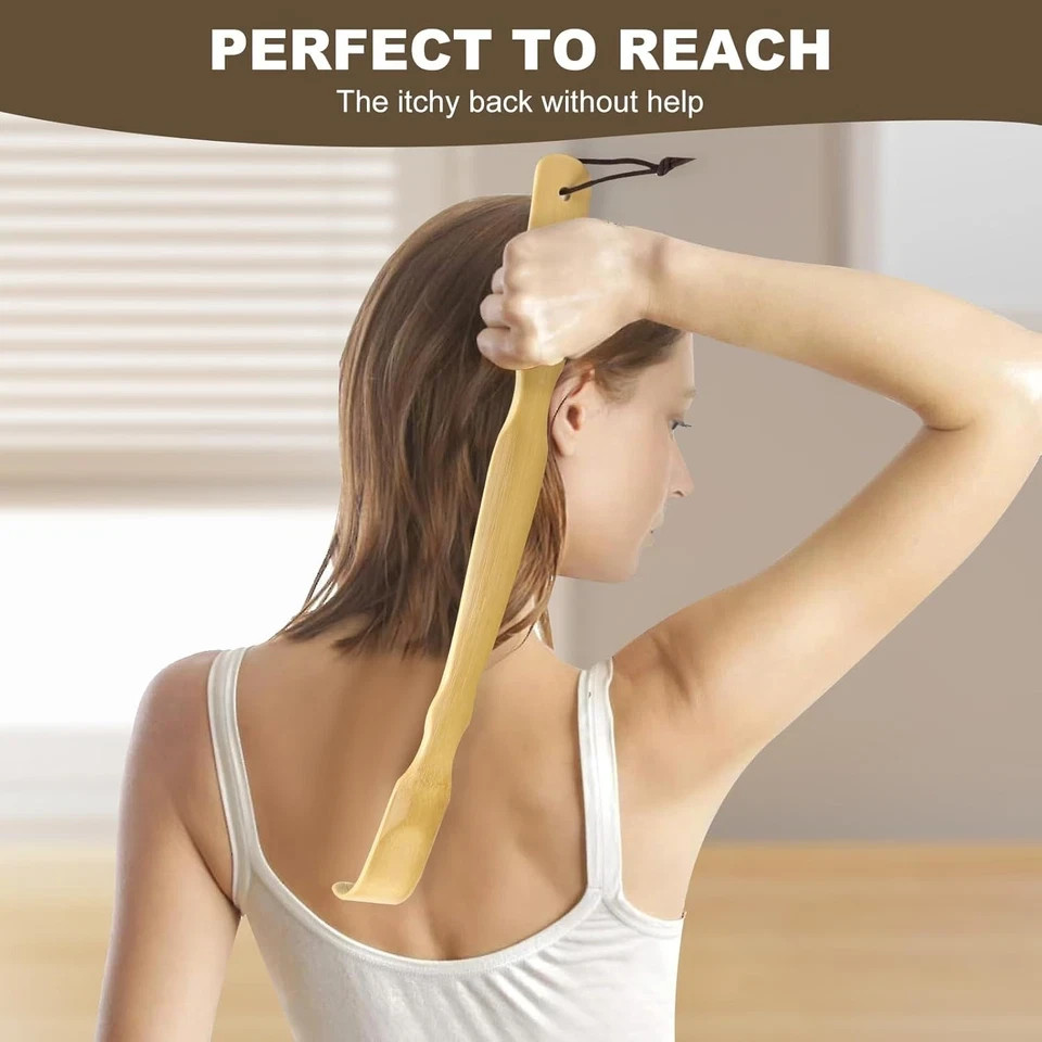 3 Pack Wooden Back Scratcher 17 Inch Curved Long Handle Bamboo Back Scratchers I