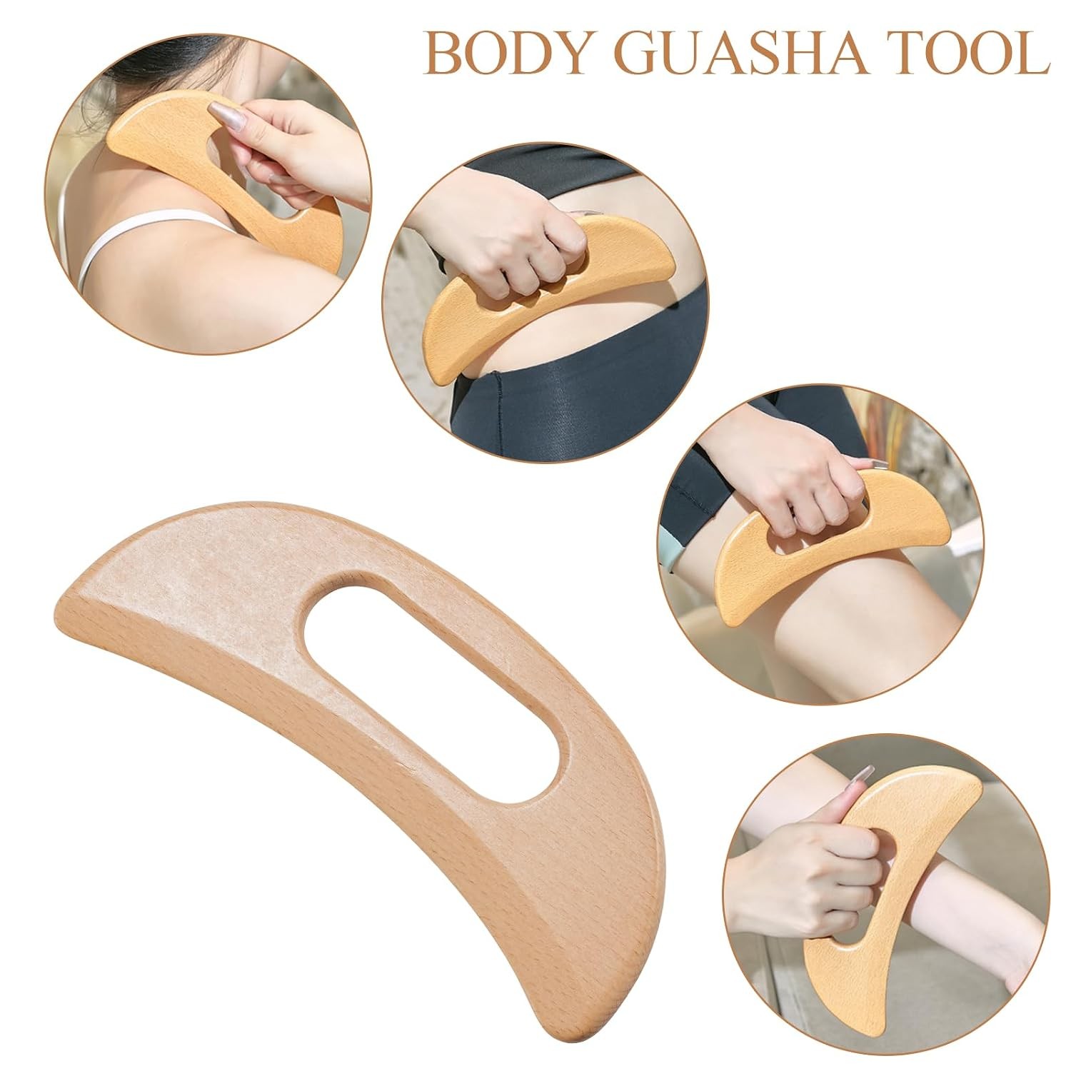 5pc Wood Therapy Massage Tools 5 in 1 Lymphatic Drainage Massager for Muscle