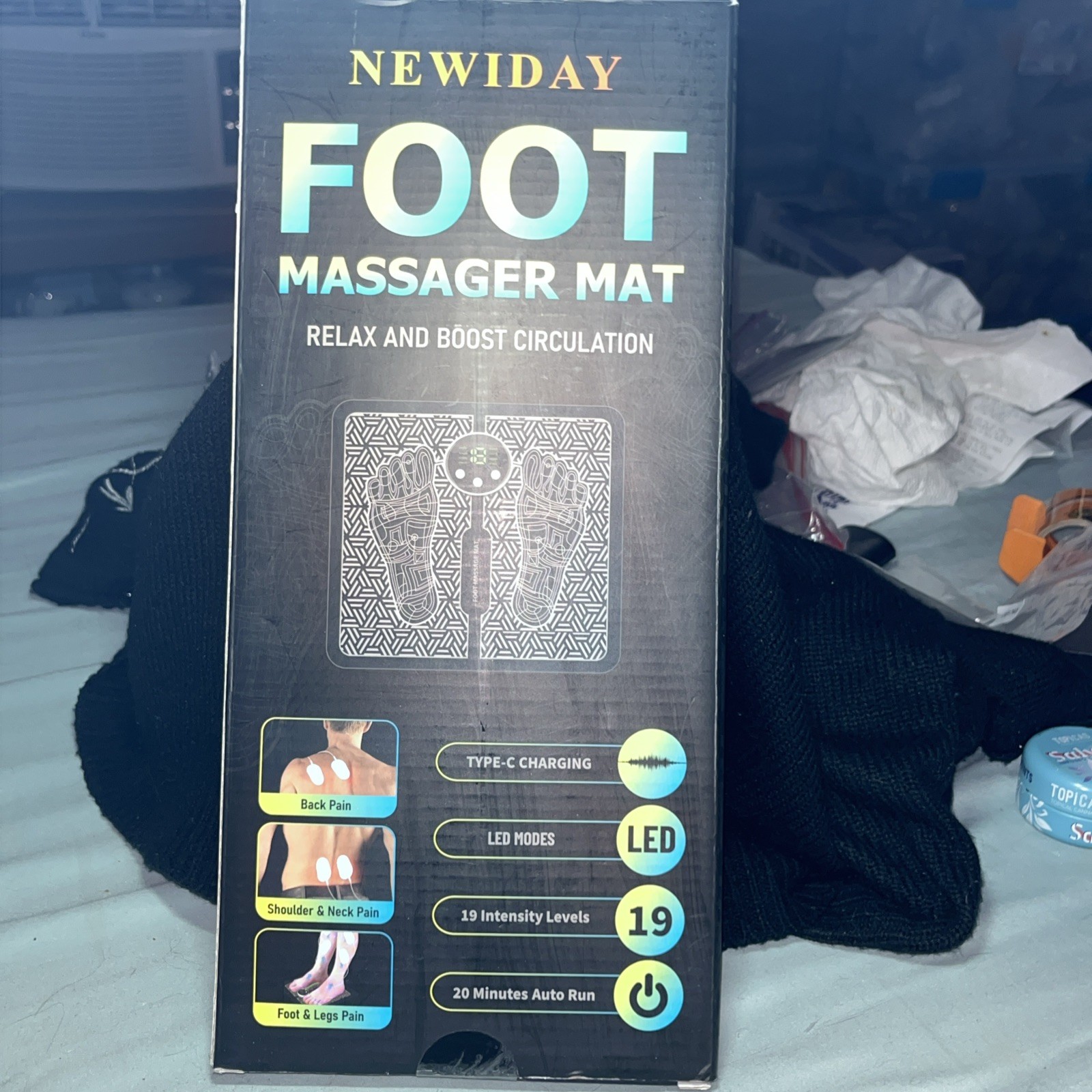 NEWIDAY EMS Foot Massage Mat –TENS Muscle Relaxation Pad with Remote Control