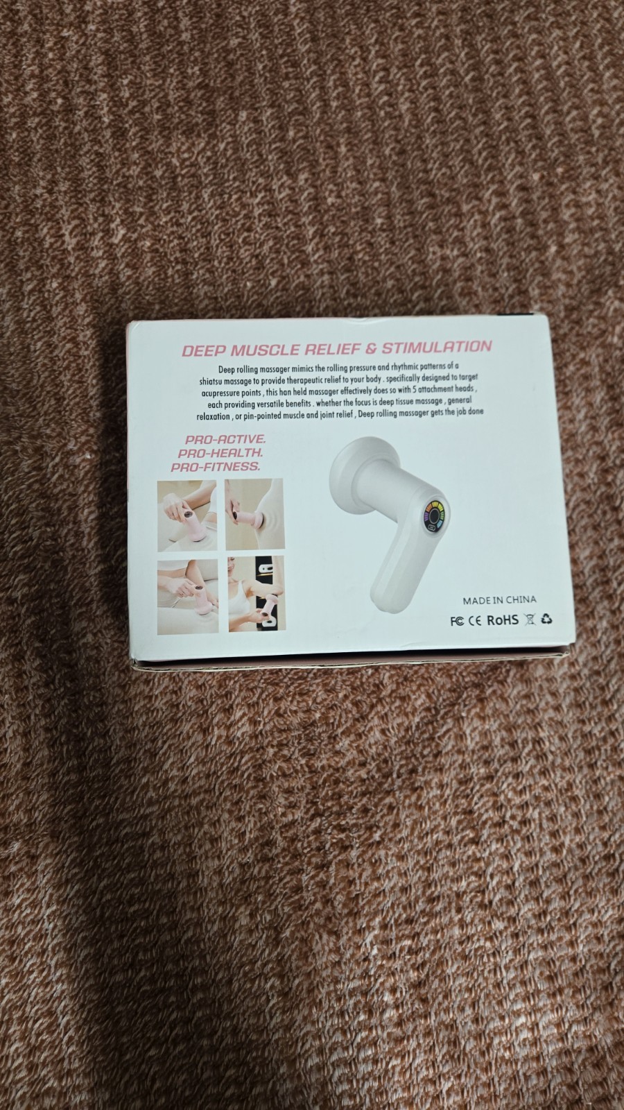 Shiatsu Massage Gun YX-720, 5 Heads, Deep Tissue, Pink/Black/White, CE RoHS