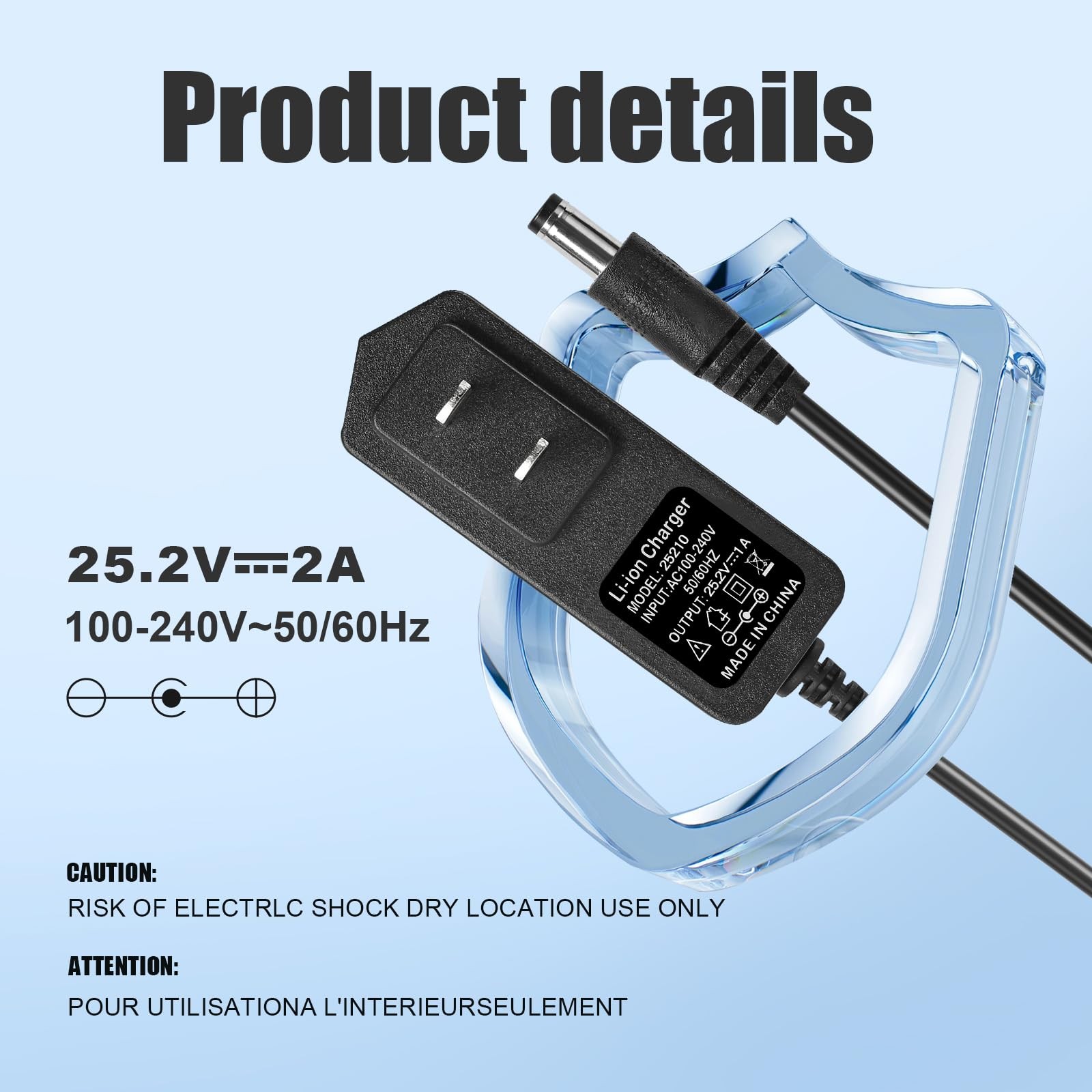 Bccxzm Massage Gun Charger 24V ~ 25.2V 1A Charger for 24V