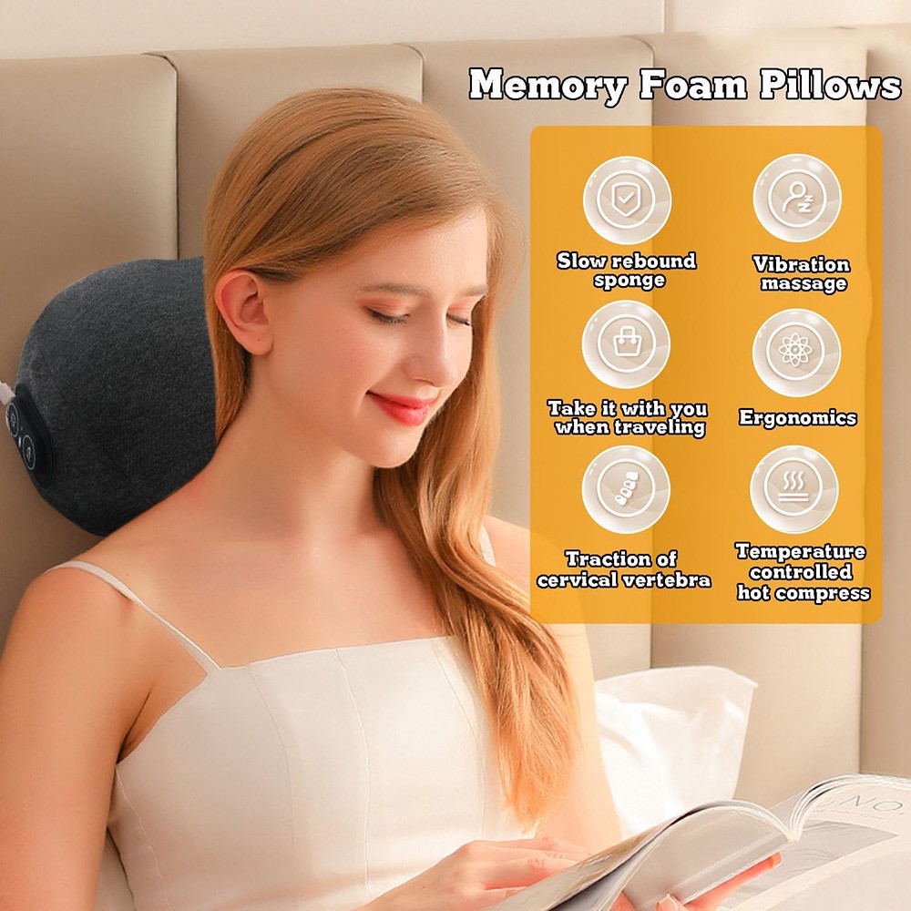 Cervical Pillow for Neck Pain Relief with 3 Heat Levels & 3 Vibration Modes New