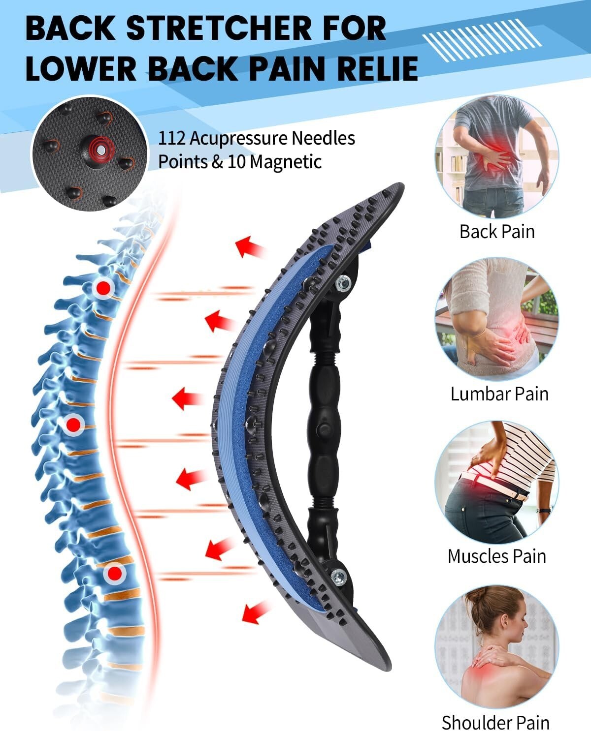 Durable Flex Back Stretcher – Sciatica Relief – Eco-Friendly – 15.2×9.5×1.5