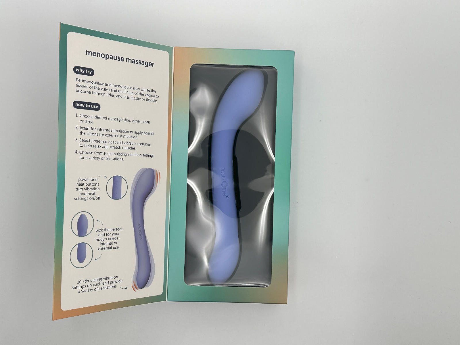 Plus One Meno Care Massager Personal Wellness Device Rechargeable Heat Vibration