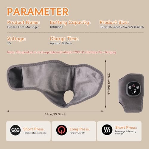 2-in-1 Warming Ankle Massager for Pain Relief – 3 Modes, 5 Heat Levels, Portable