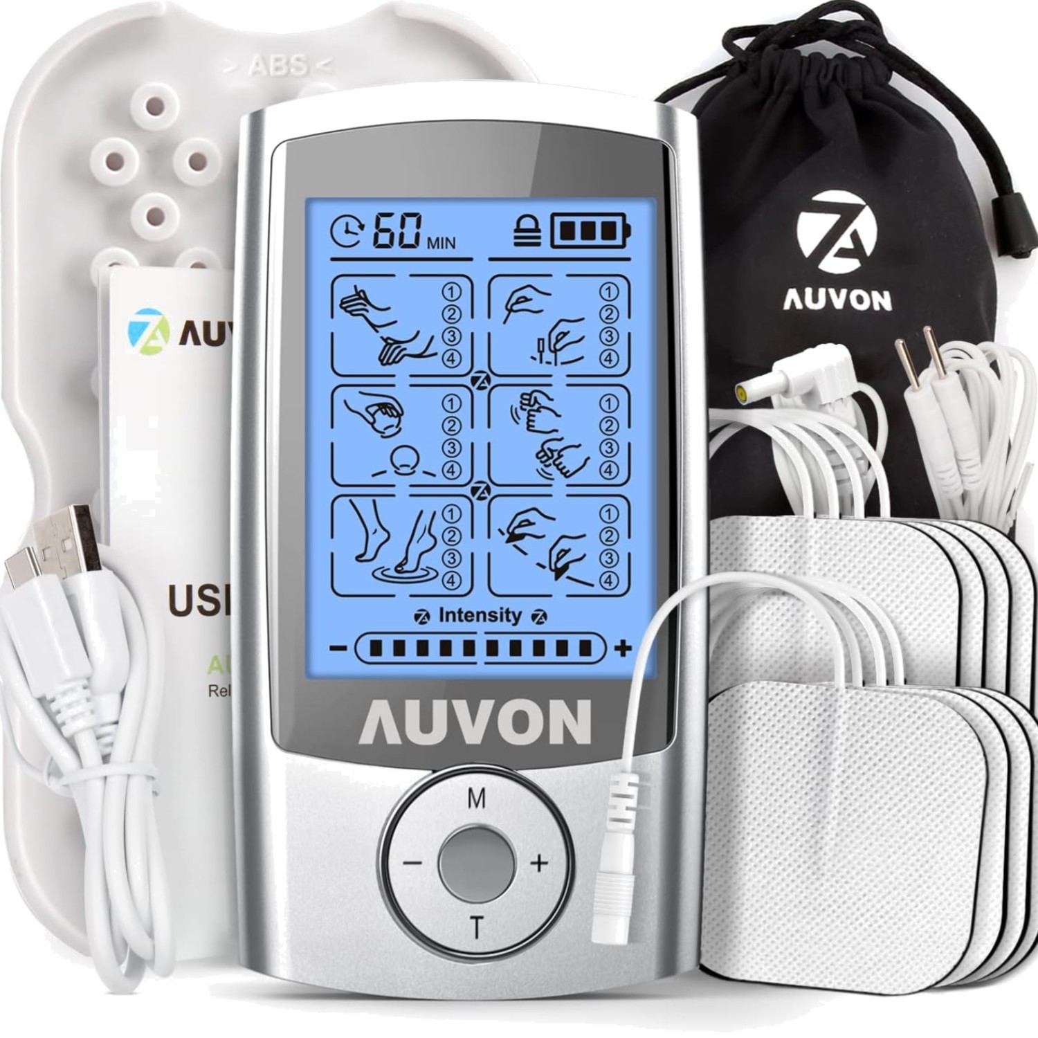 Professional TENS Therapy Unit: 24 Modes with 8 Large Electrode Pads for Relief
